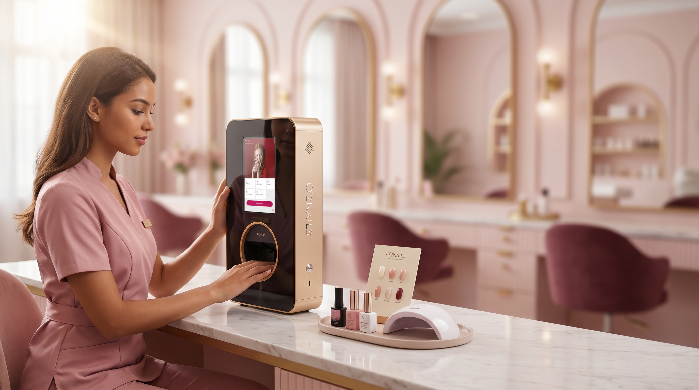 A professional salon using an O'2Nails printer