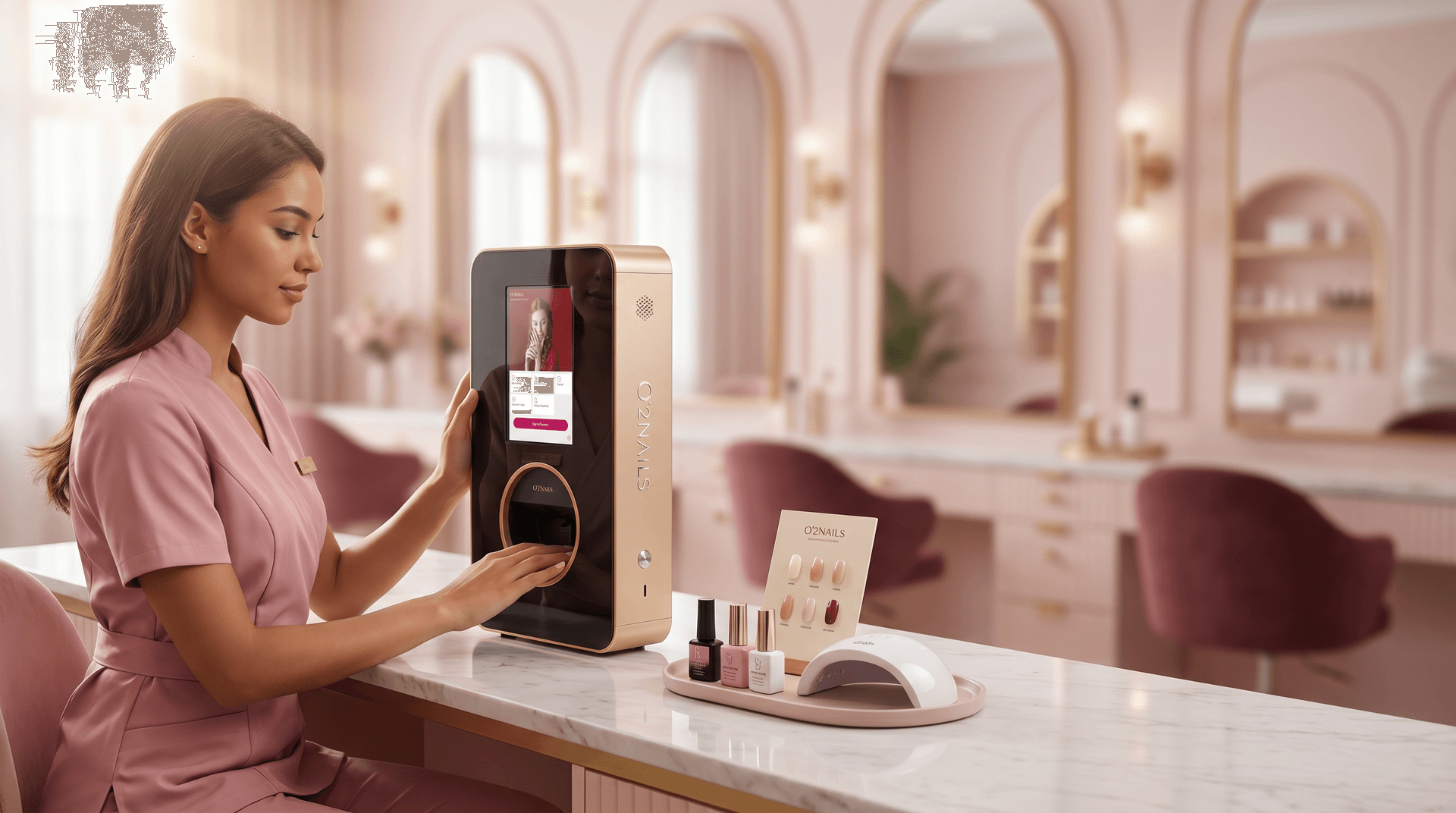 A professional salon using an O'2Nails printer